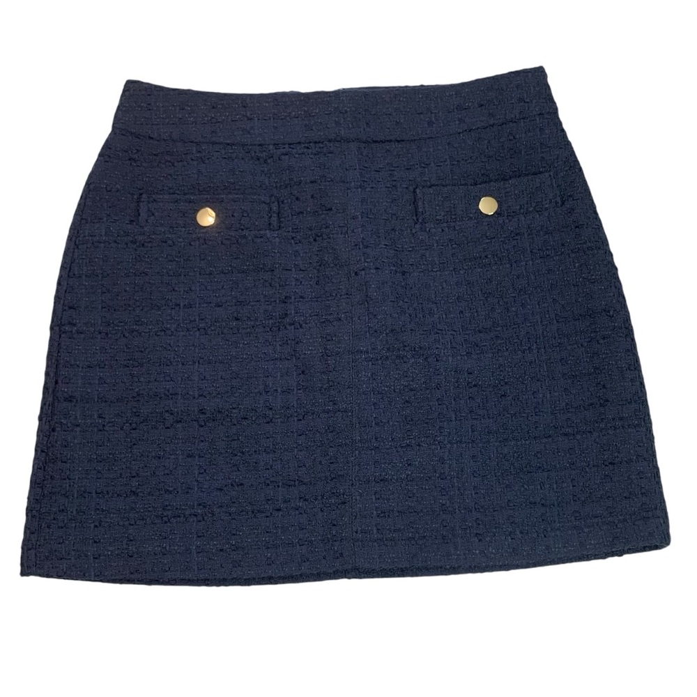 LOFT Navy & Green Tweed Academia Skirt